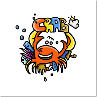 Crab colorful Posters and Art